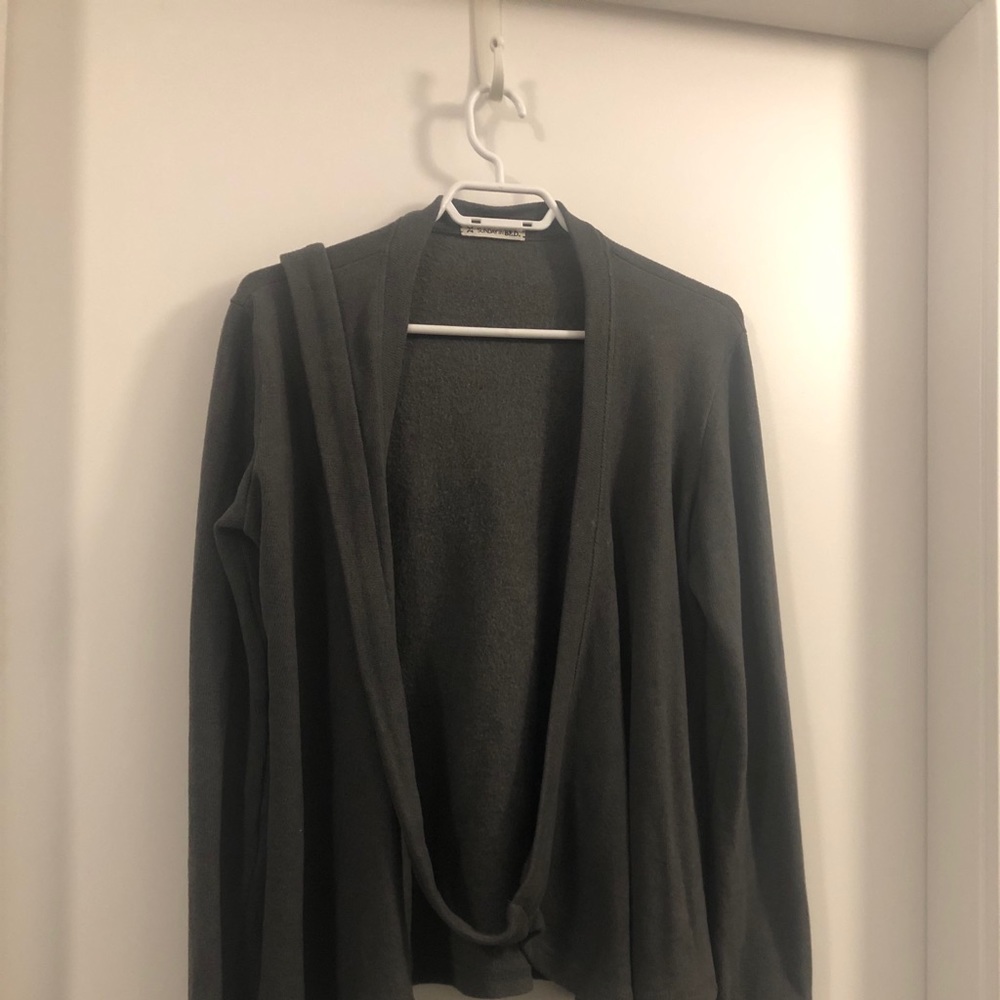 Sunday in Bed Gray Belted Cardigan